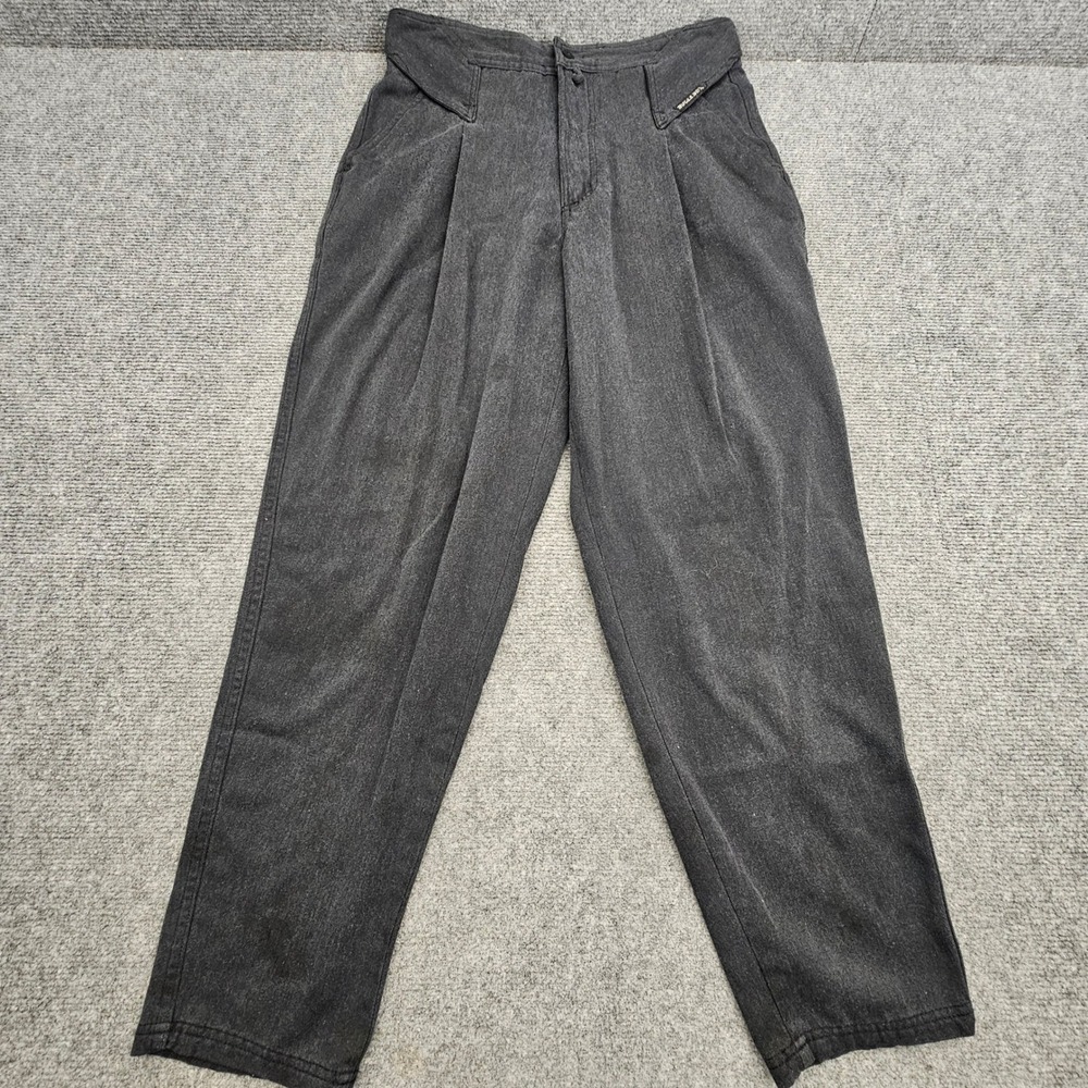 VTG Bugle Boy Pleated Pants Women 32S Blck Vintage 90s Retro Y2K Tapered Trouser
